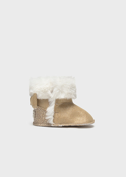 Mayoral Baby Girls Gold Fur Boots 9965