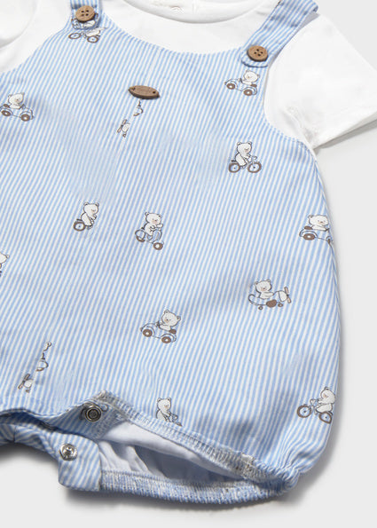 Mayoral Baby Boys Blue Printed Short Dungaree 1613