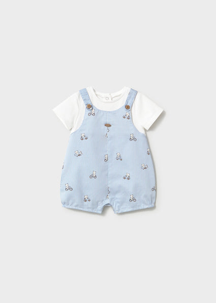 Mayoral Baby Boys Blue Printed Short Dungaree 1613
