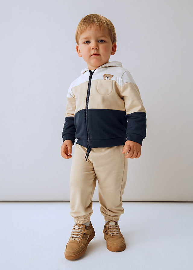 Mayoral Baby Boys Beige & Navy Three Piece Tracksuit 918