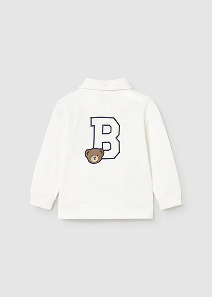 Mayoral Baby Boys Cream Long Sleeve Varsity Polo 2101