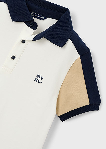 Mayoral Boys Cream Contrast Polo Top 3109
