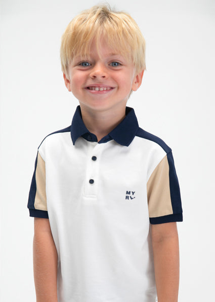 Mayoral Boys Cream Contrast Polo Top 3109