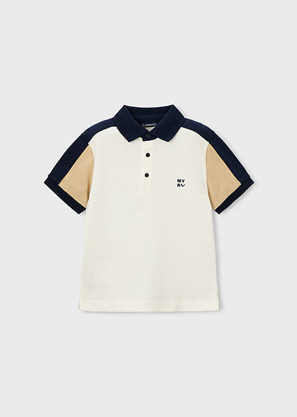 Mayoral Boys Cream Contrast Polo Top 3109