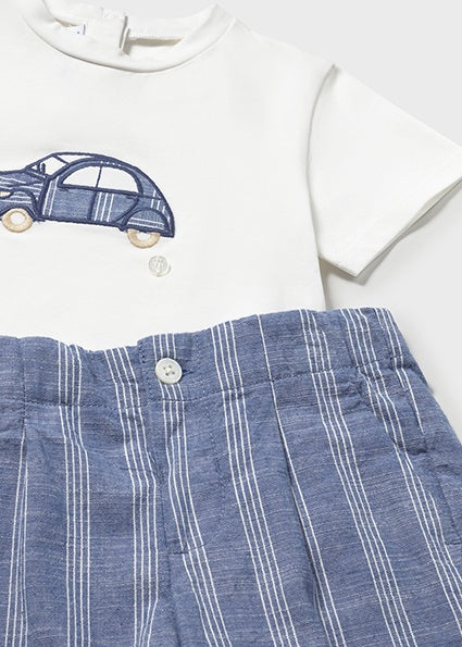 Mayoral Baby Boys Blue Linen Short Set 1227