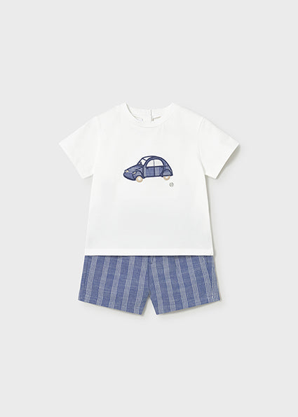 Mayoral Baby Boys Blue Linen Short Set 1227