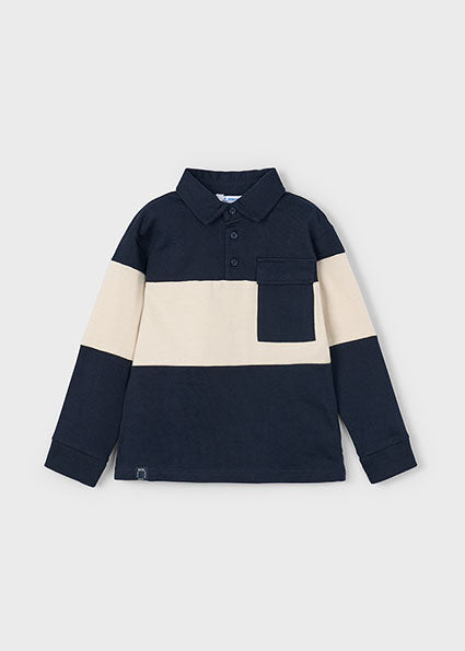 Mayoral Boys Navy Long Sleeved Polo Top 4121