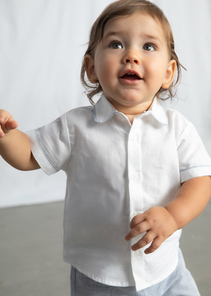 Mayoral Baby Boys White Linen Shirt & Short Set 1225