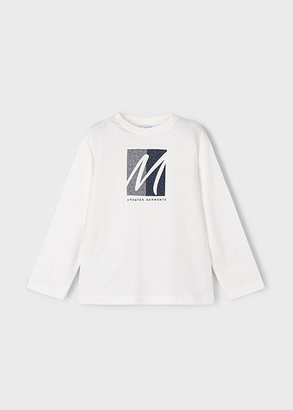 Mayoral Boys Off White Long Sleeved T-Shirt 4086