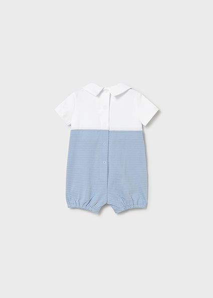 Mayoral Baby Boy Blue Ribbed Romper Set 1605