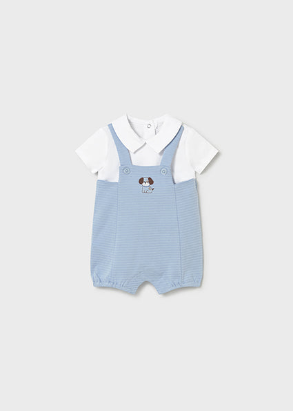 Mayoral Baby Boy Blue Ribbed Romper Set 1605