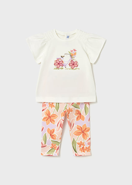 Mayoral Baby Girl Cream Petal Print Legging Set 1747