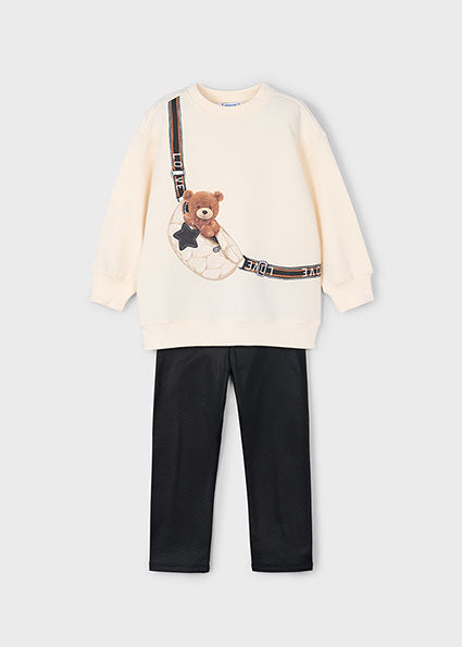 Mayoral Girls Black Teddy Jumper Legging Set 4727