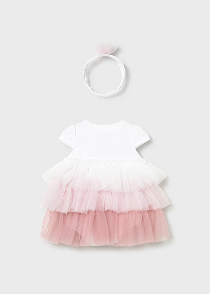 Mayoral Baby Girl White Tulle Dress & Headband 1601