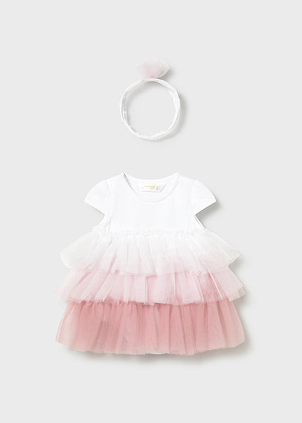 Mayoral Baby Girl White Tulle Dress & Headband 1601