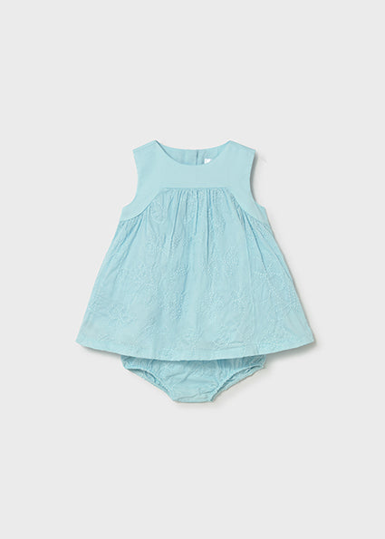 Mayoral Baby Girl Aqua Embroidered Dress Set 1813
