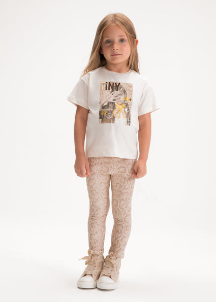 Mayoral Girls Beige Leopard Print Legging Set 3727