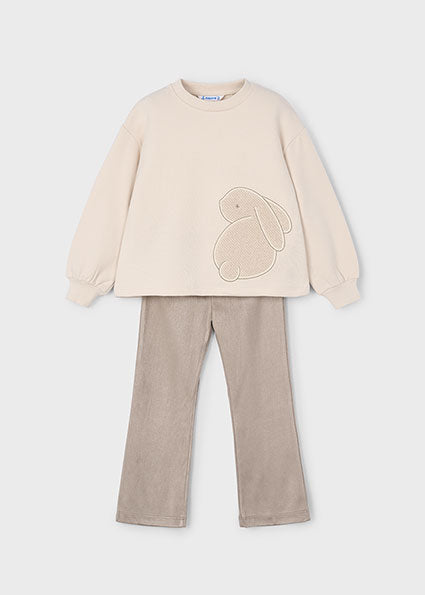 Mayoral Girls Beige Velour Flared Legging Set 4721