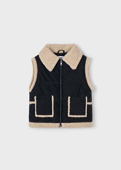 Mayoral Girls Black Sherpa Gilet 4313