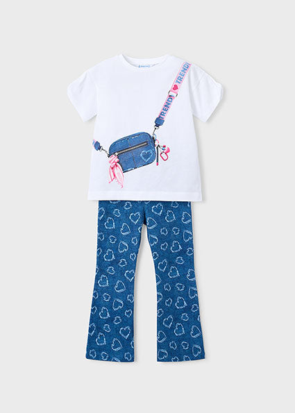 Mayoral Girls Heart Denim Flared Legging Set 3730