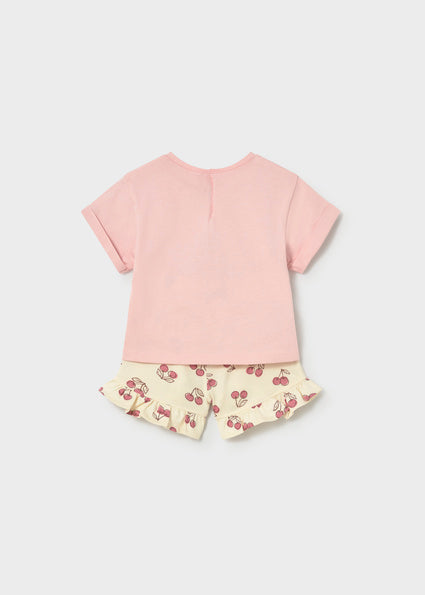 Mayoral Baby Girl Pink Cherry Print Short Set 1205