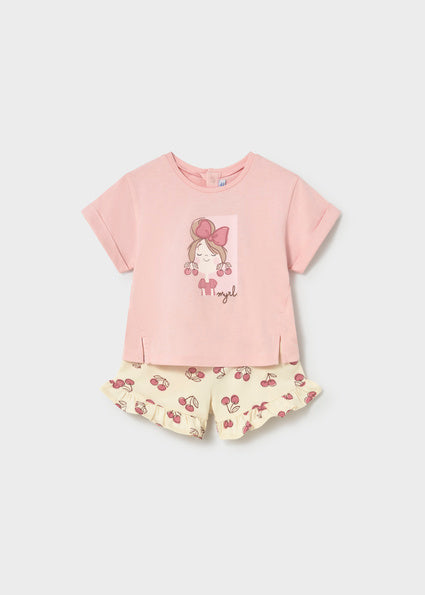 Mayoral Baby Girl Pink Cherry Print Short Set 1205