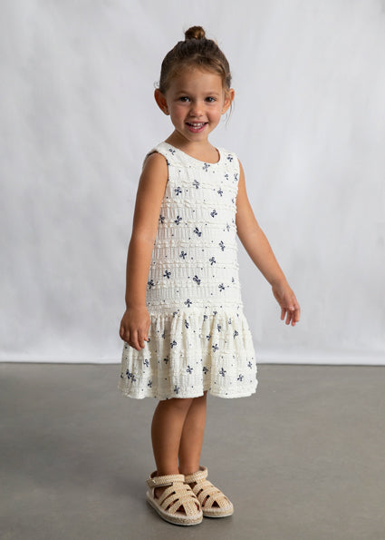 Mayoral Girls Cream Bow Print Knitted Dress 3945