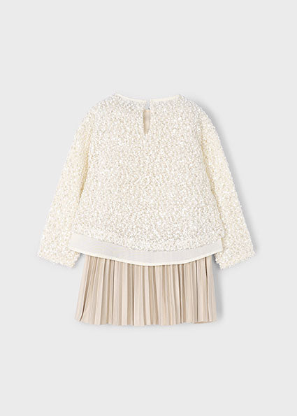 Mayoral Girls Cream Sequin Dress Set 4925