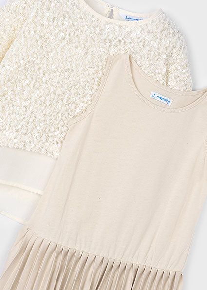 Mayoral Girls Cream Sequin Dress Set 4925
