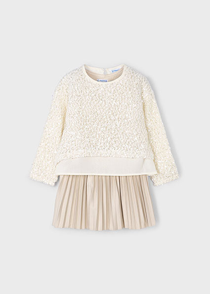 Mayoral Girls Cream Sequin Dress Set 4925
