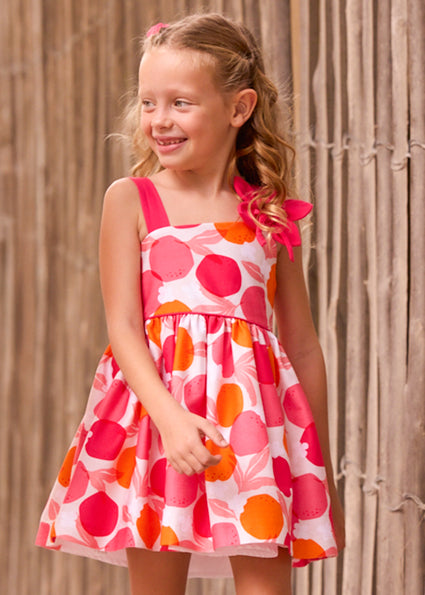 Mayoral Girls Fuchsia Print Flower Dress 3924