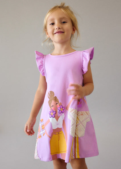 Mayoral Girls Lilac Print Summer Dress 3934