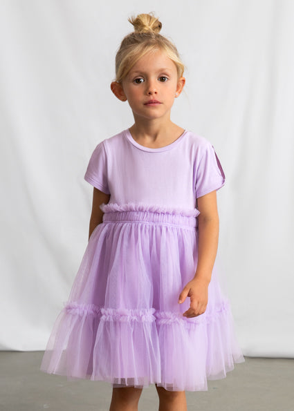 Mayoral Girls Lilac Tulle Summer Dress 3915