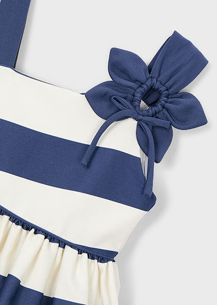 Mayoral Girls Navy Stripe Flower Dress 3924