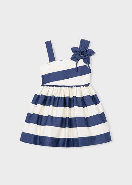 Mayoral Girls Navy Stripe Flower Dress 3924