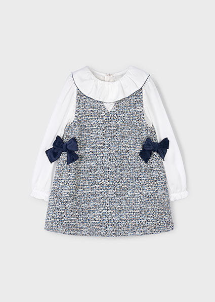 Mayoral Girls Blue Tweed Pinafore Dress 4990