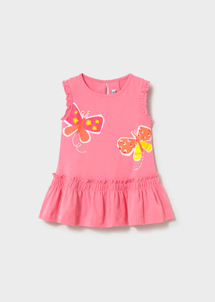 Mayoral Baby Girl Bright Pink Printed Dress 1929