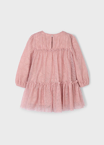 Mayoral Girls Pink Tulle Printed Dress 4919