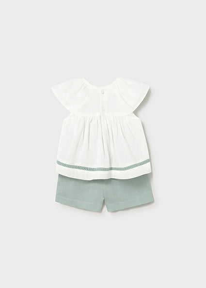 Mayoral Baby Girl Sage Linen Short Set 1212
