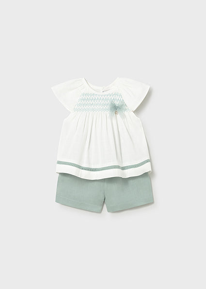 Mayoral Baby Girl Sage Linen Short Set 1212