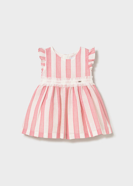 Mayoral Baby Girl Pink Linen Striped Dress 1904