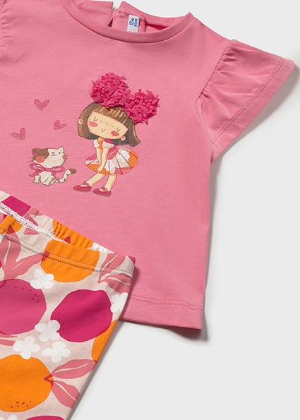 Mayoral Baby Girl Bright Pink Printed Legging Set 1751
