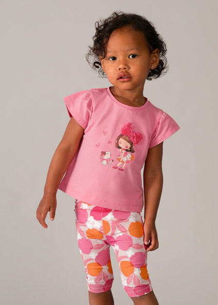 Mayoral Baby Girl Bright Pink Printed Legging Set 1751