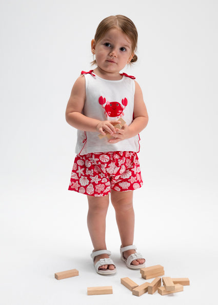 Mayoral Baby Girl Red Printed Shorts Set 1210