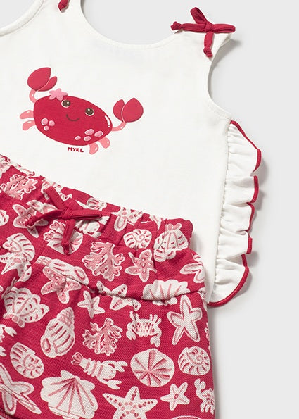 Mayoral Baby Girl Red Printed Shorts Set 1210