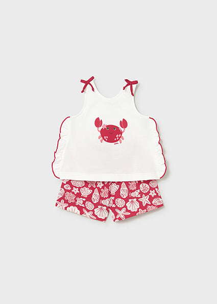 Mayoral Baby Girl Red Printed Shorts Set 1210