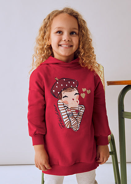 Mayoral Girls Red Printed Hooded Dress 4928