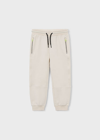Mayoral Boys Cream Joggers With Zippers 3583