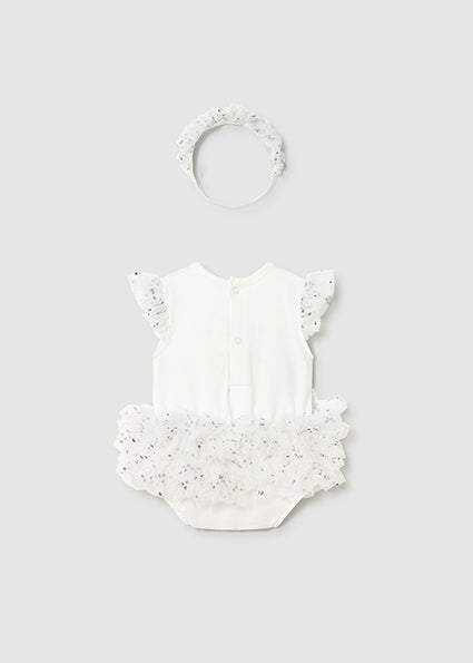 Mayoral Baby Girl Cream Tutu Bodysuit & Headband 1729