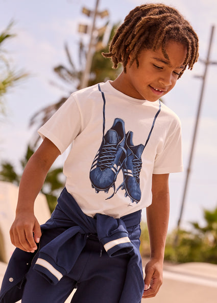 PRE ORDER Mayoral Boys Cream Football T-Shirt  3075